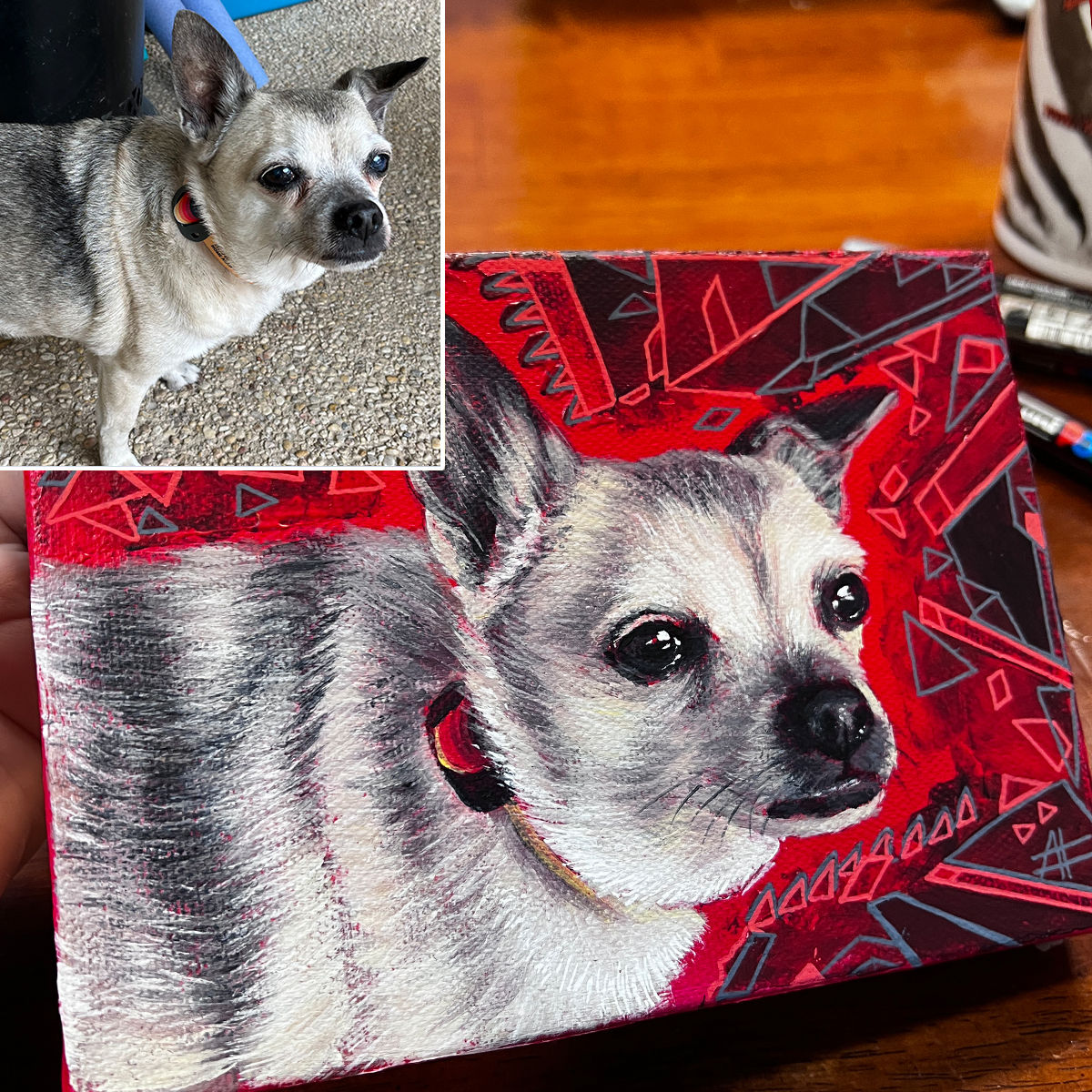 Custom Pet Portrait, Reverse order Glass Painting, 5X7, Acrylic Pet Painting, Animal Portrait, Custom Pet Painting, Pet Memorial